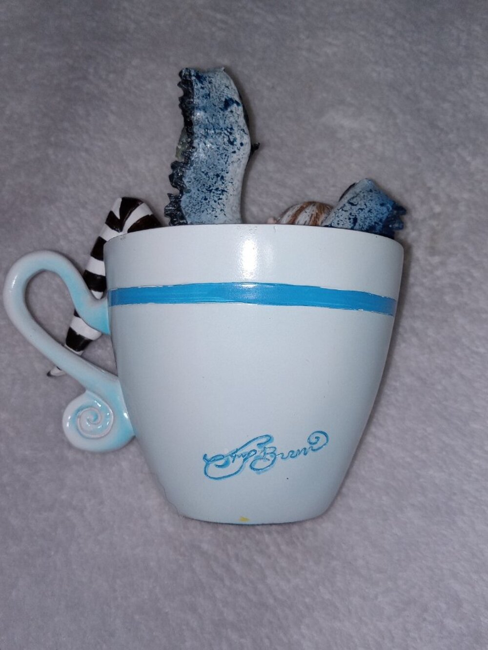 Ebros Amy Brown Teacup Fairy 'I Need Coffee' Sculpture Figurine Blue Vtg Y2K - Picture 4 of 12